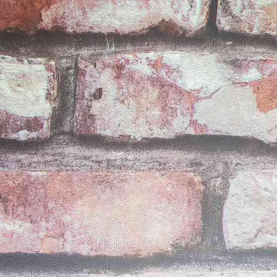 Обои метровые винил на флизелине Decowall Retro под кирпич кирпичные бордовые красные серые Киев