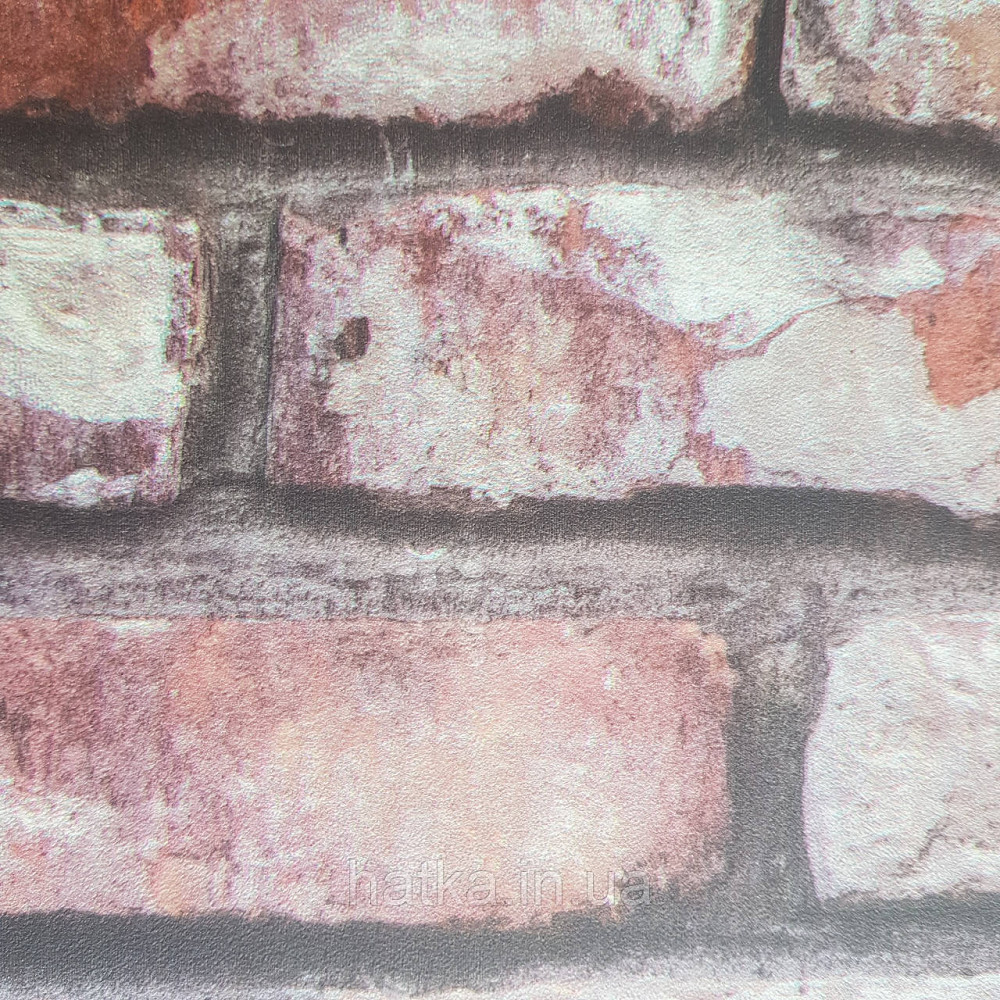 Шпалери метрові вініл на флізелін Decowall Retro під цеглу цегляні бордові червоні, сірі Київ - фото 3