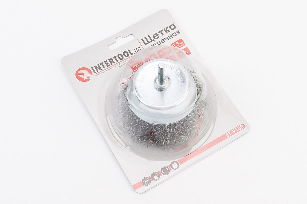Щітка торцева зі стрижнем 1/4" D-100мм з рифленого дроту BT-9100 Київ - фото 2