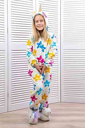Детская пижама кигуруми Единорог детский и подростковый, звезда, молочный топ 128, Велсофт, Велсофт Киев