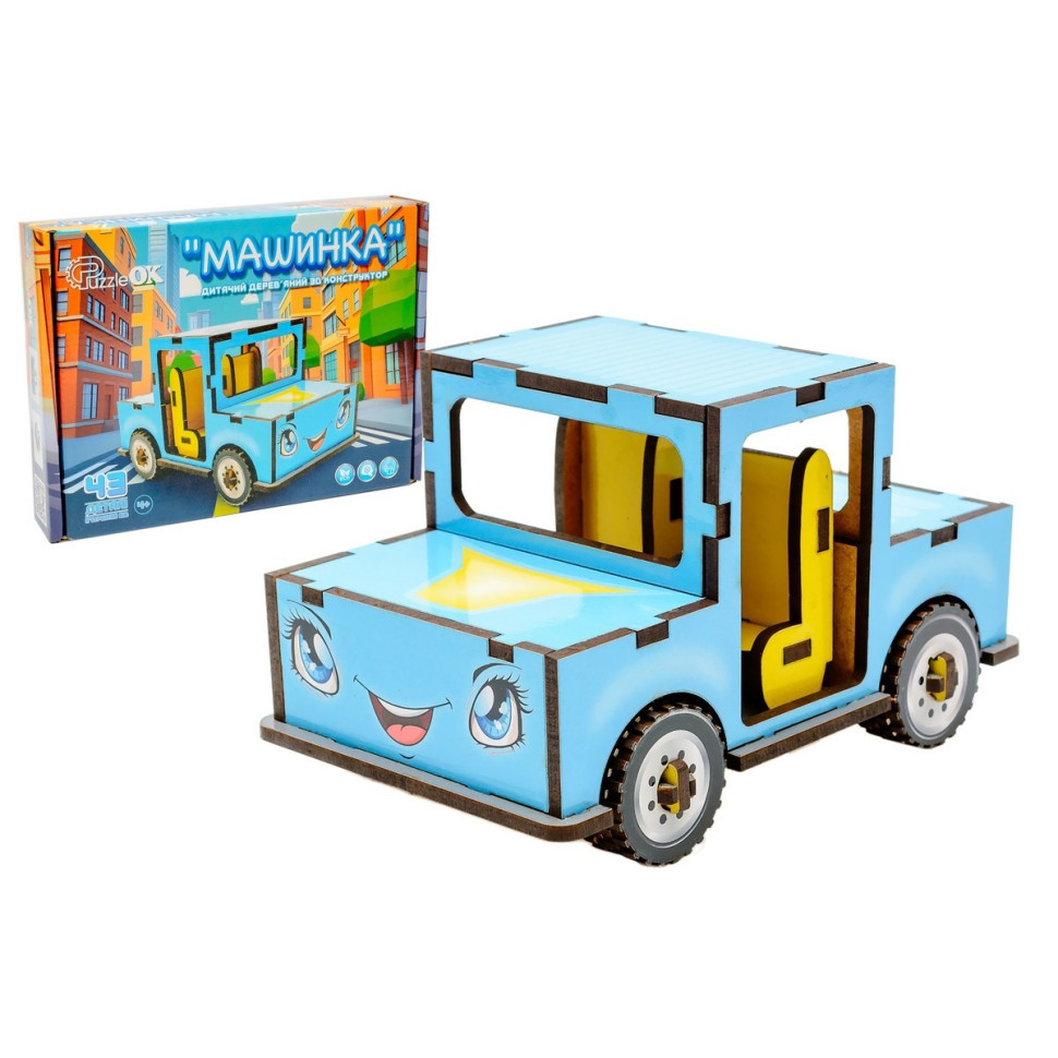 Дитячий дерев'яний 3D конструктор "Машинка" Puz-00930, 43 деталі Вінниця - фото 1
