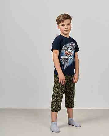 Комплект з капрі підлітковий Nicoletta — листя на шортах — Family look тато/син 89906 Київ