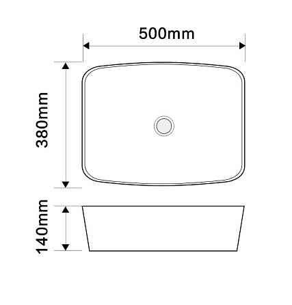 Раковина накладна Mixxus Premium DIVERSE-0109 EDGE GOLD 500х380х140mm   ( MP6548 ) 29994 Харків