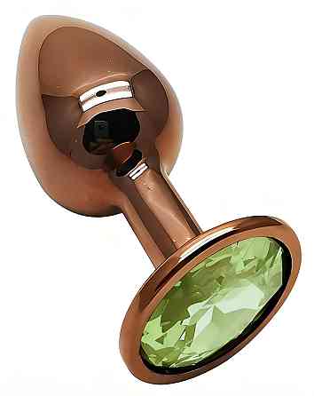 Анальна пробка з кристалом EGZO - Dark Gold Round Plug Green, size S Sex Aura Київ