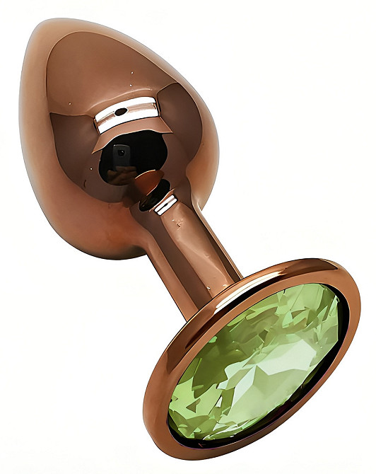 Анальна пробка з кристалом EGZO - Dark Gold Round Plug Green, size S Sex Aura Київ - фото 2