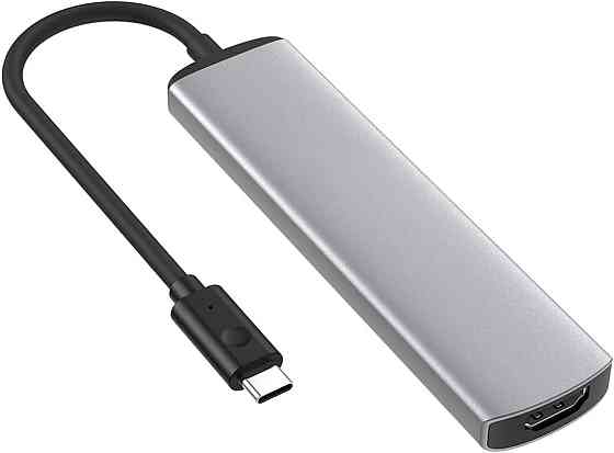 Хаб USB-C 6в1, многопортовый концентратор HDMI 4K, 3×USB 3.0, кардридер SD/TF, док-станция адаптер для MacBook Киев