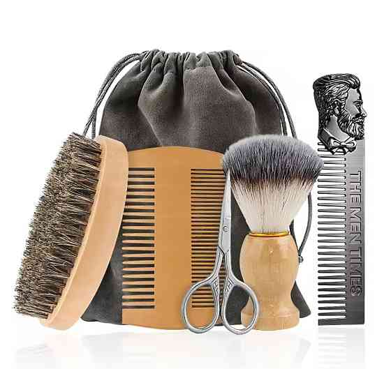 Набор для бороды и усов 6 предметов в подарочном мешочке для хранения коричневый Киев