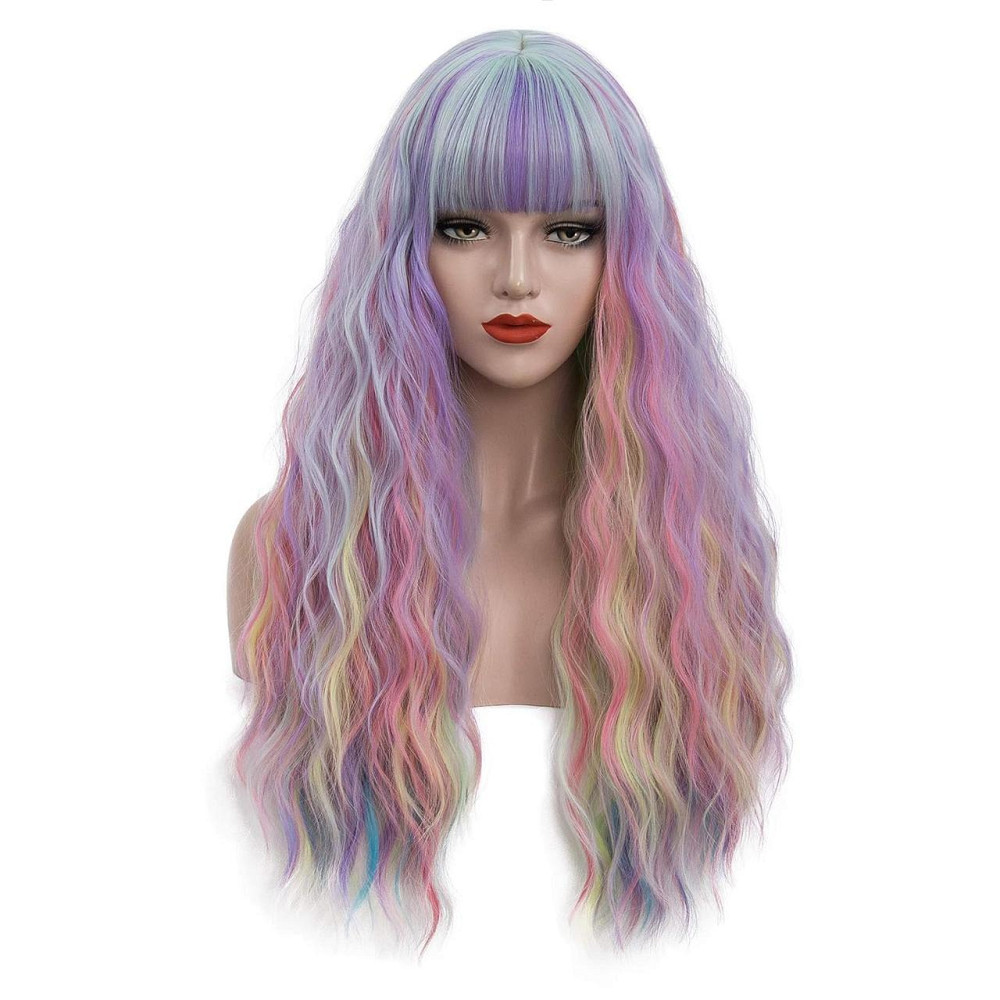 Парик разноцветный длинный волнистый термостойкий 60 см, радужные синтетические волосы для косплея, Хэллоуина Киев - изображение 2