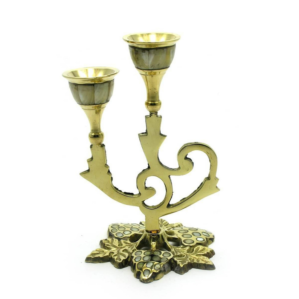 Свічник на 2 свічки бронзовий з перламутром Київ - фото 1