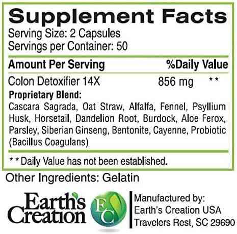 Комплекс для детоксикації та очищення кишечника Earth's Creation Colon Detox 14X 100 caps Луцьк