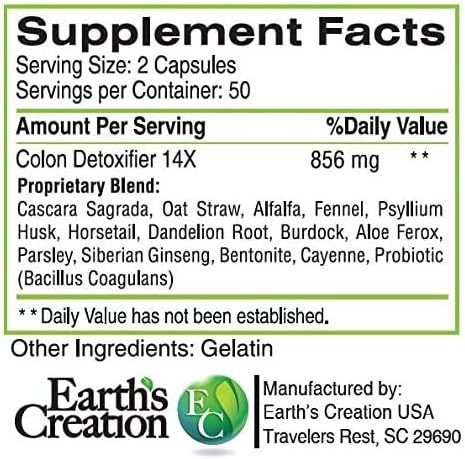 Комплекс для детоксикації та очищення кишечника Earth's Creation Colon Detox 14X 100 caps Луцьк - фото 2