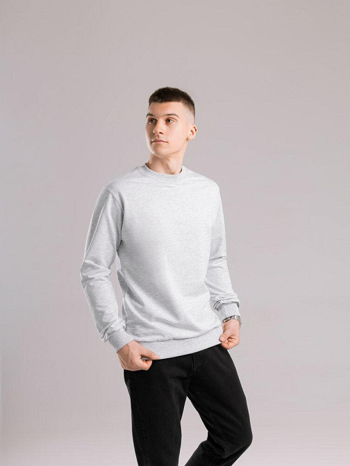 Світшот чоловічий однотонний сірий меланж Pobedov 001 Київ - фото 7