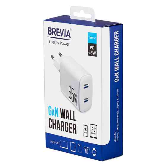 Сетевое зарядное устройство Brevia ePowerGaN PD65W 2xUSB-C белый Львов