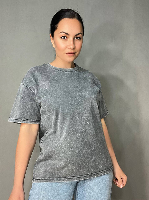 Футболка жіноча A-N 26662 тай-дай варена базова універсальна, сірий, one size Одеса - фото 1