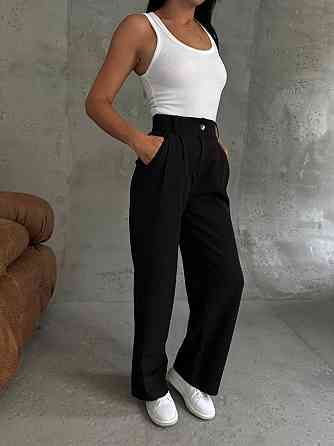 Жіночі базові штани палаццо костюмка Чорний, 42/44 Одеса