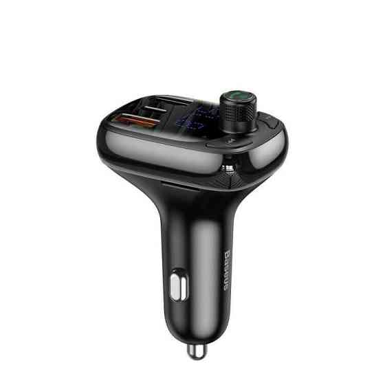 FM трансмітер модулятор Baseus S-13 Bluetooth 5.0 c функцією зарядки (Чорний, 2xUSB, 1xType-C) Николаев