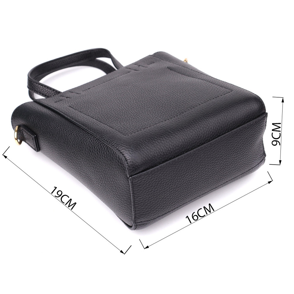 Трапецієподібна сумка для жінок з натуральної шкіри Vintage 22916 Чорний Київ - фото 3