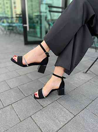 Meideli Чорні босоніжки жіночі літні на підборах молодіжні з еко-замші MEIDELI H008H-16 р. 36-4 Киев