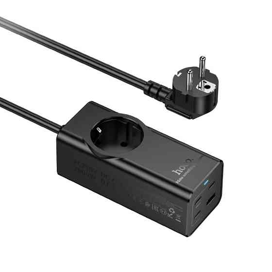 Сетевой удлинитель HOCO NS9 Wisdom 1-position (PD67W/3C1A) desktop socket (EU/GER) Black Одесса