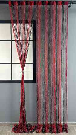 Шторы-нити с люрексом Красный с черным и бордовым 300х300см 1 шт (61-108) Киев