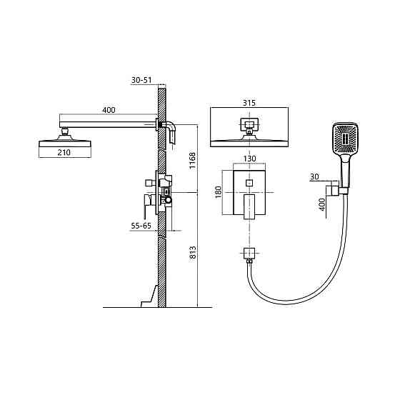 Душова система універсальна Qtap Aquarius прихованого монтажу на два споживачі QTAQA64103NGC Chrome Київ