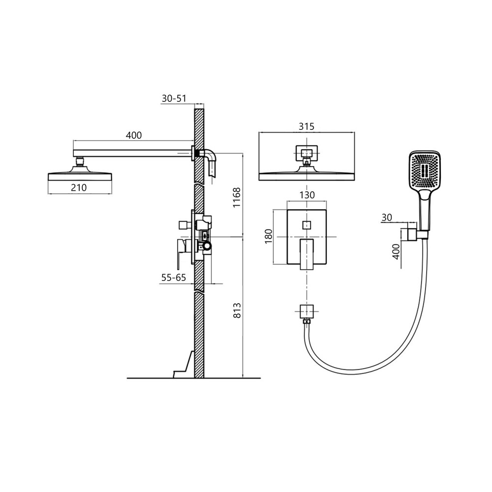 Душова система універсальна Qtap Aquarius прихованого монтажу на два споживачі QTAQA64103NGC Chrome Київ - фото 2