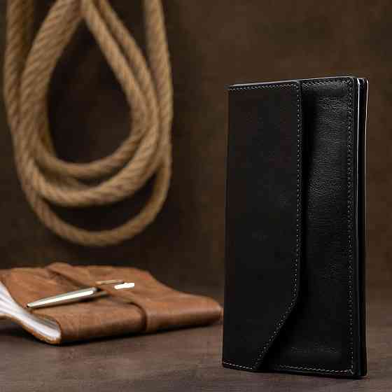 Практичное стильное портмоне унисекс GRANDE PELLE 11558 Черный Киев