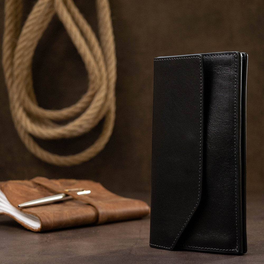 Практичне стильне портмоне унісекс GRANDE PELLE 11558 Чорний Київ - фото 3