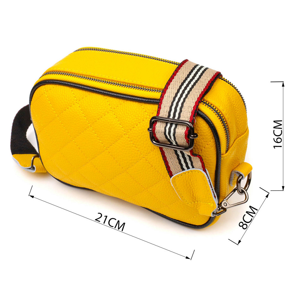 Прямоугольная женская сумка кросс-боди из натуральной кожи 22114 Vintage Желтая Киев - изображение 3