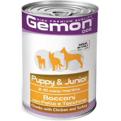 Консервы для собак Gemon Dog Wet Puppy & Junior кусочки с курицей и индейкой 415 г (8009470387866) Винница - изображение 1