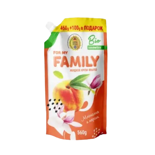 Крем-мило Очищувальна дія 560мл (дой-пак) Магнолія та персик For my family Житомир - фото 1
