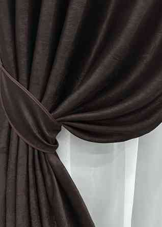 Комплект готових штор VR-Textil Льон Парма № 1087ш Венге 150х270 см 2 шт (30-895) Київ