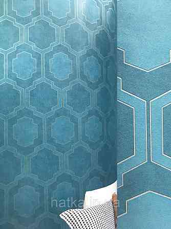 Шпалери флізелінові AS Creation Pop style 37479-4 геометрія зелені фігури на бірюзовому тлі Київ