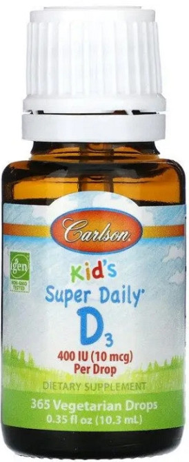 Витамин Д3 для детей Carlson Kid's Super Daily D3 400 МЕ10,3 мл Киев - изображение 1