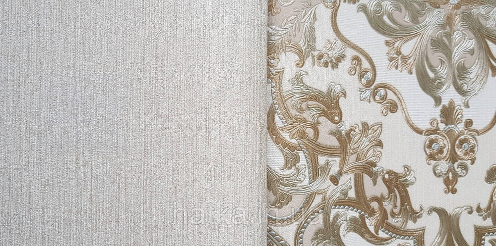 Шпалери вінілові на флізеліні AdaWall Seyyah 1.06х10 однотонні тонкі смуги структурні золотисті з глянцем Київ - фото 2