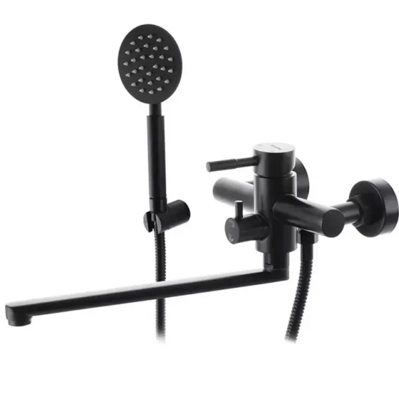 Смеситель для ванны с душевым гарнитуром WEZER EKO7A-01-BLACK черный Киев