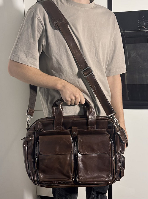 Сумка чоловіча Vintage 14370 Коричнева Київ - фото 2