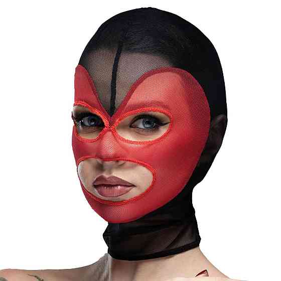 Маска серце сітка з відкритим ротом та очима Feral Feelings - Hearts Mask Black/Red Sex Aura Київ