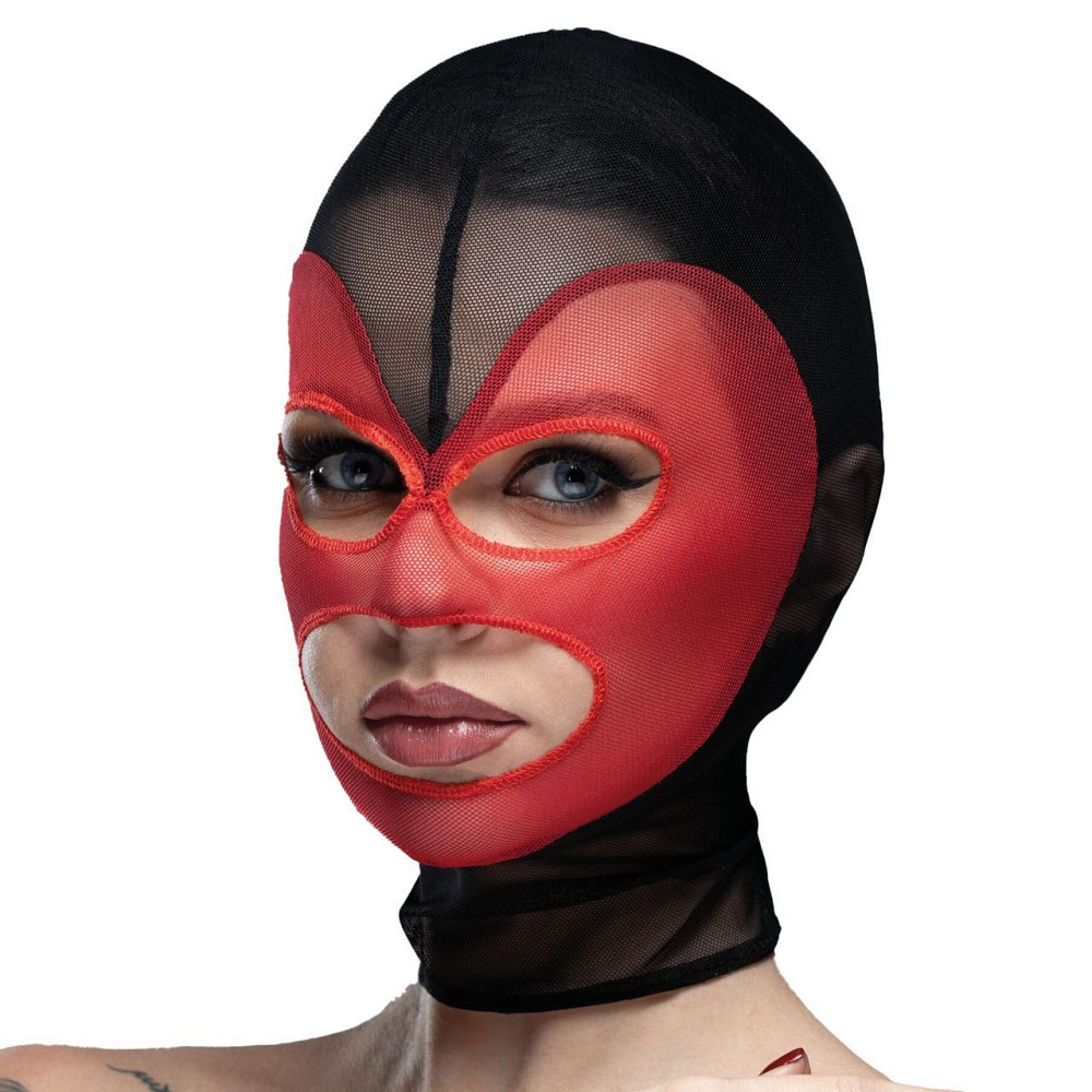 Маска серце сітка з відкритим ротом та очима Feral Feelings - Hearts Mask Black/Red Sex Aura Київ - фото 1