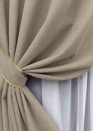 Комплект штор на люверсах VR-Textil Блэкаут двусторонний ASHEN NIGHT № 1853ш Бежевый 150х270 см 2 шт (37-0293) Киев