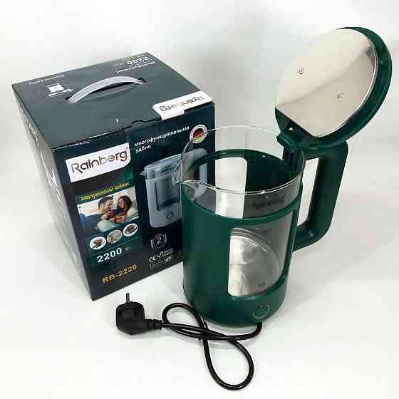 Чайник електро Rainberg RB-2220 2200 Вт 2 л, Електрочайник зручний, Чайник скляний електричний FG-58 Львів