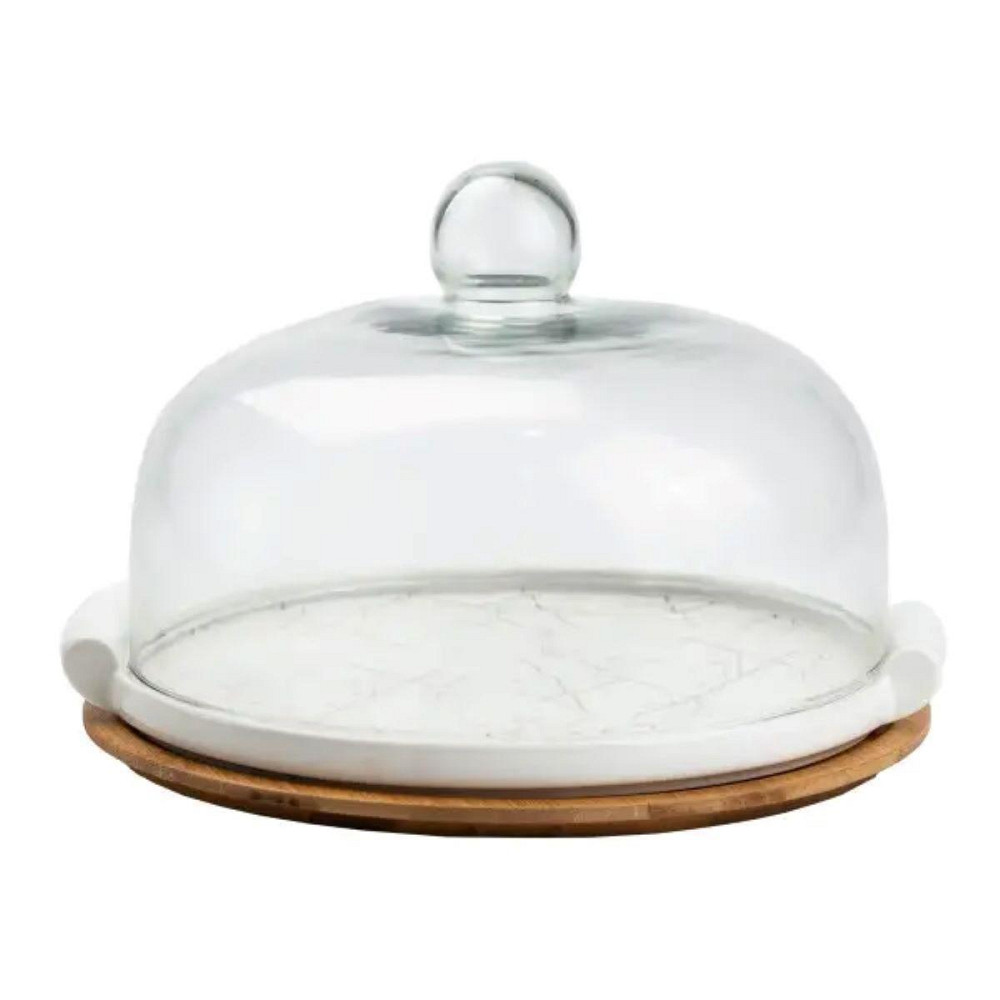 Тортівниця з фарфору і скляною кришкою на бамбуковій основі Київ - фото 7