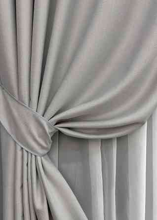 Комплект готових штор VR-Textil Шеніл однотонний № 1690ш Попелястий 150х270 см 2 шт (33-0585) Київ