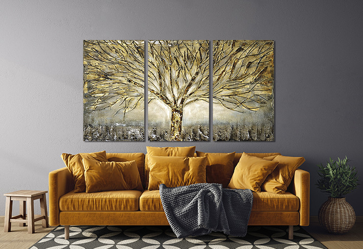 Модульная картина в гостиную / спальню   Золоте дерево    ART-273_3A 70х130 см Киев - изображение 2