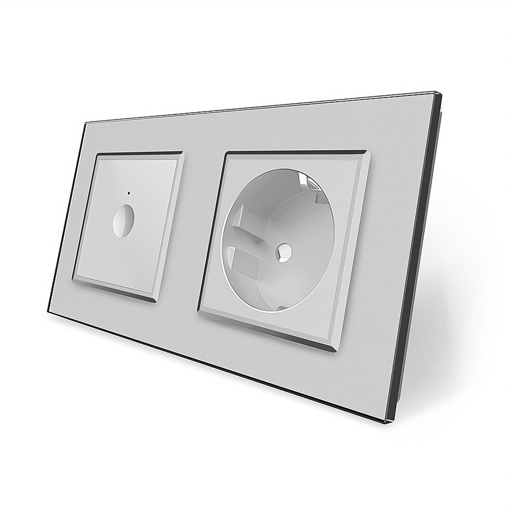 Сенсорний вимикач Sense 1 сенсор 1 розетка Livolo сірий скло (VL-C7FC1/FCTC16A-4IP) Коломыя - изображение 2