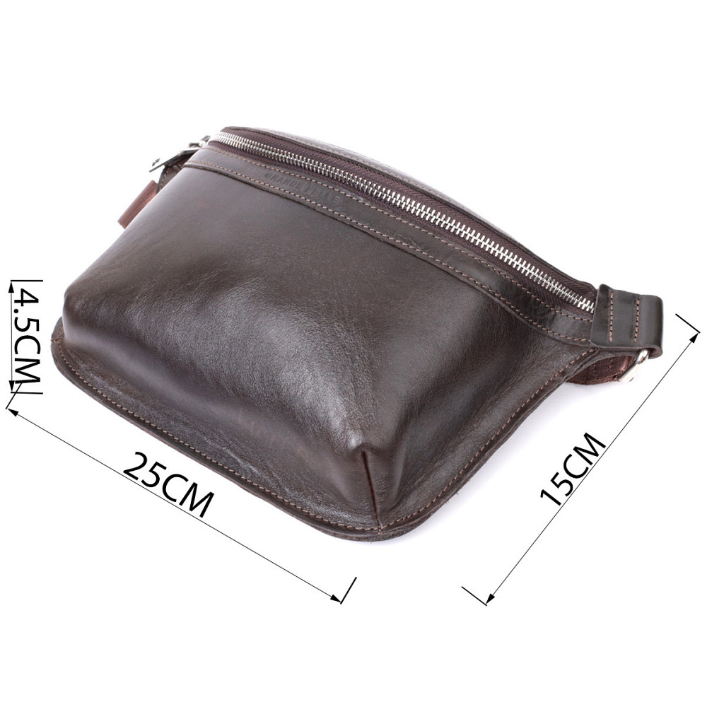 Стильная бананка для мужчин из натуральной кожи GRANDE PELLE 22814 Коричневый Киев - изображение 3