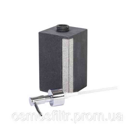 Дозатор для мила Axentia Ліндос  чорний з декором полігума 400 мл Н 10.8 см 7.3х7.3 см (134473) Київ