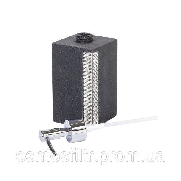 Дозатор для мила Axentia Ліндос  чорний з декором полігума 400 мл Н 10.8 см 7.3х7.3 см (134473) Київ - фото 4