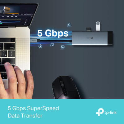 Концентратор TP-Link USB 3.0 6-in-1 2xUSB 3.0 + 1xUSB-C + 1xHDMI + 1xRJ45 + PD 100W (UH6120C) Винница - изображение 5