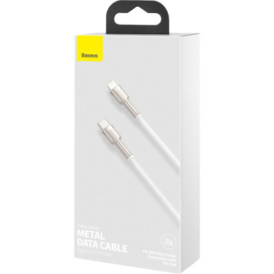 Дата кабель USB-C to Lightning 1.0m Cafule Metal PD 20W white Baseus (CATLJK-A02) Винница - изображение 3